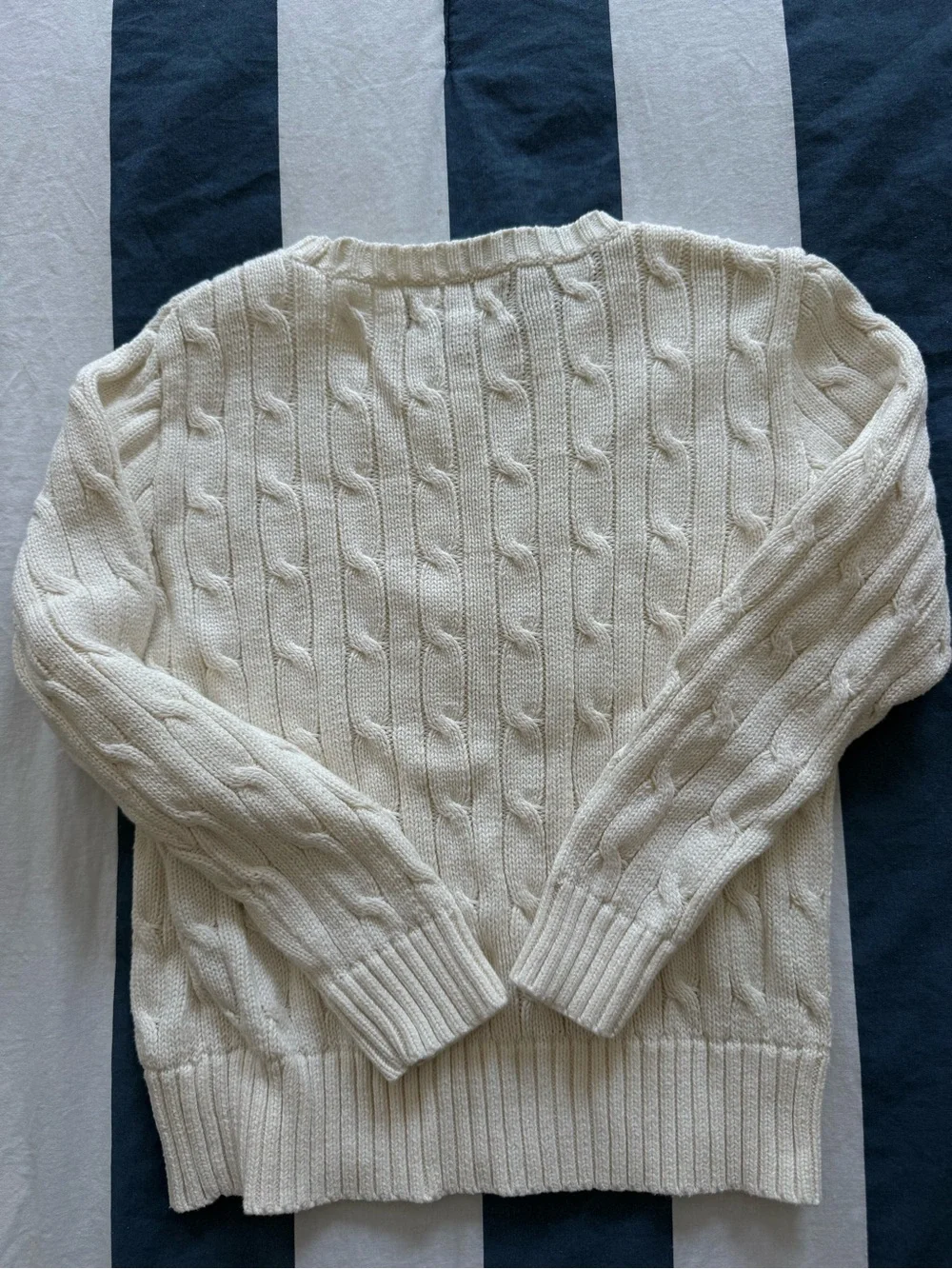Ralph Lauren Cream Cable Knit Sweater with Embroidered Pony